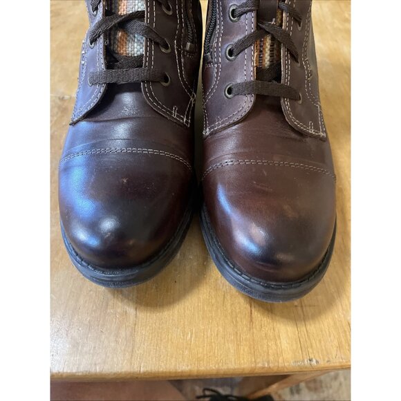 Taos Captain Cap Toe Portuguese Brown Leather Boot Lace Up Tie Up Sz 40 Zipper - Picture 3 of 12